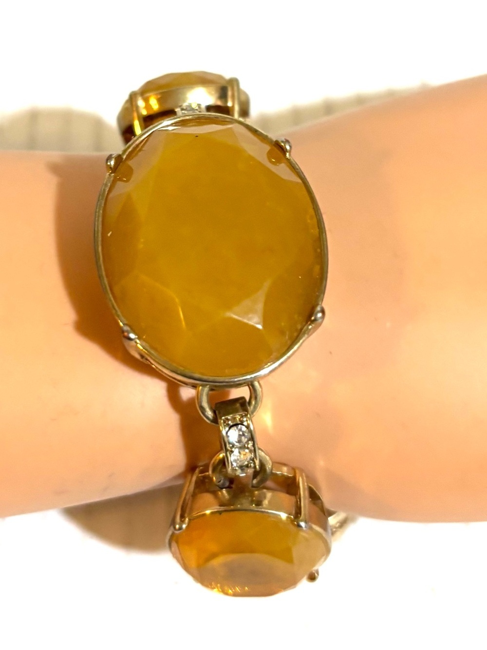 Ann Taylor vintage Gold-Tone Amber Faceted Stone Bracelet
